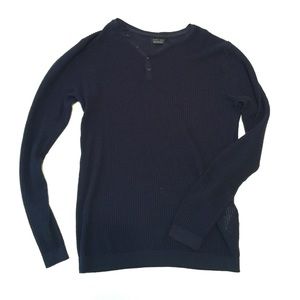 Zara navy ribbed light sweater/shirt. Size M