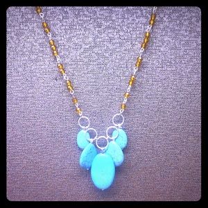 Handmade turquoise teardrop necklace - upcycled!