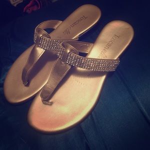 Glamorous Yet Casual Bling, Metallic Sandals