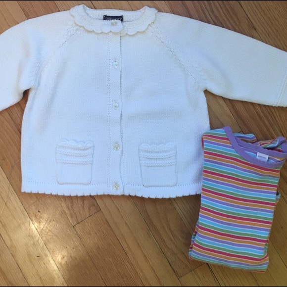 100% Cotton Knit Sweater & Striped Onesie - Picture 2 of 4