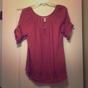 Burnt orange Lucky Brand peasant top