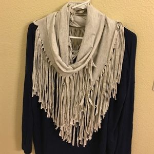 Feather Grey Fringe Scarf