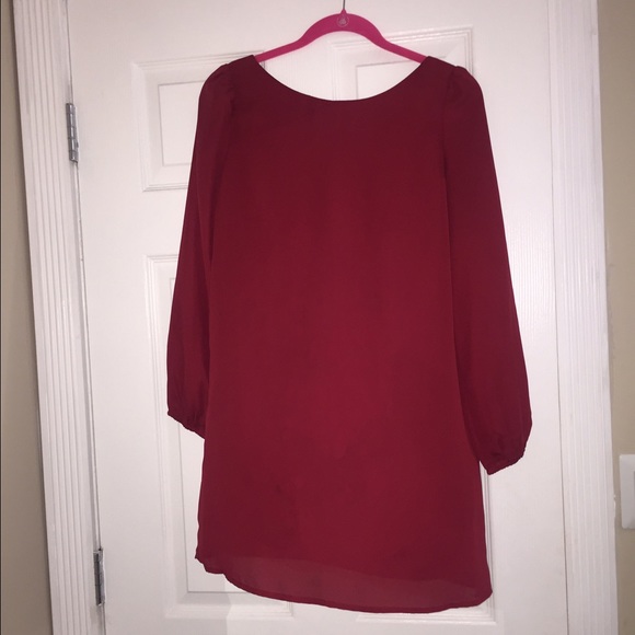 Burgundy Long Sleeve Dress