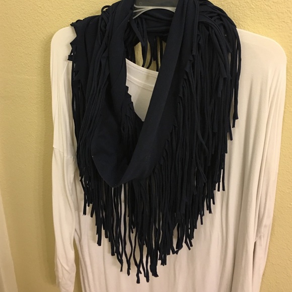 Navy Fringe Scarf