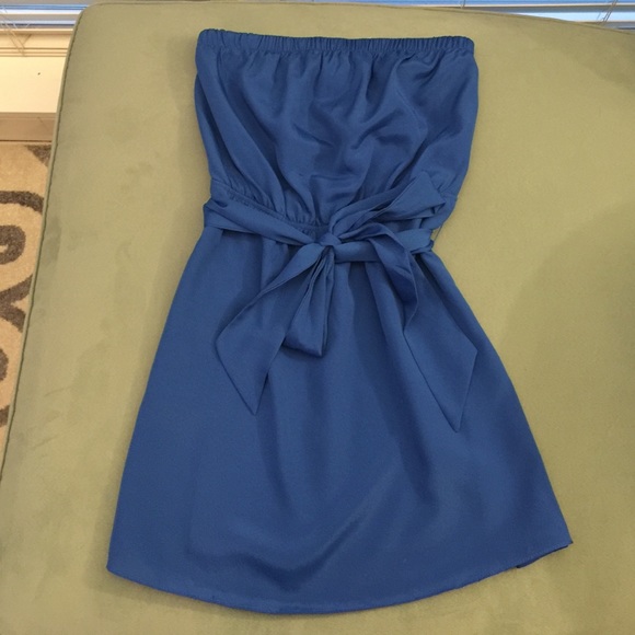 Blue strapless dress from Express