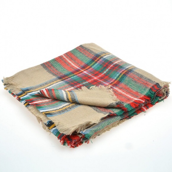 Oversized Plaid Tartan Blanket Scarf - Picture 3 of 3