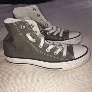 GRAY CONVERSE ALL-STAR HIGH-TOPS.
