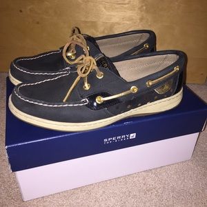 Sperry Bluefish Black/Gold Polkadot
