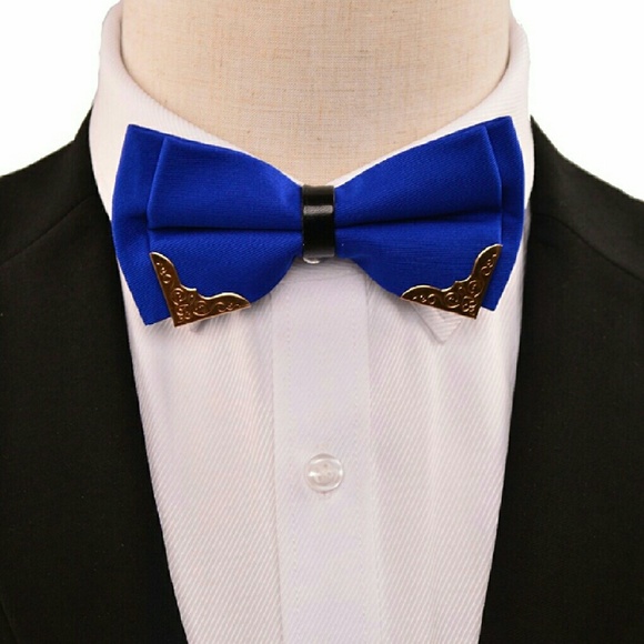 Men's Pretied Golden Metal-Edged Two Layer Bowtie