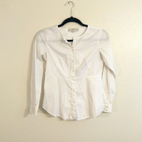 Petite white button down shirt