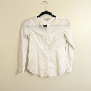 Petite white button down shirt