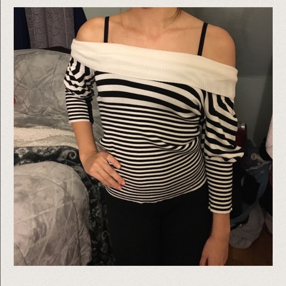 Arden B striped off shoulder shirt
