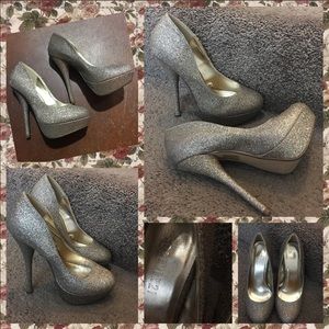 Gold/ glitter pumps - forever21