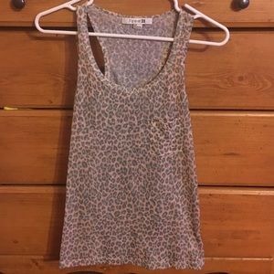 Blue leopard racer back shirt with pocket size S