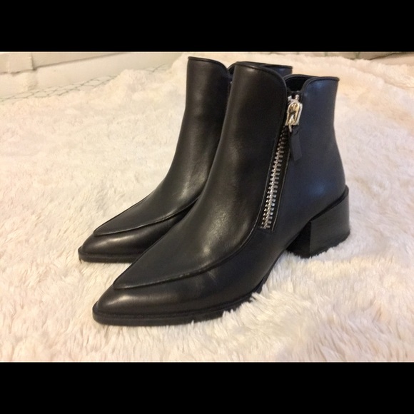Zara Leather Ankle Boots with Zip Size 6