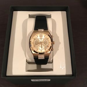 Bulova leather chronograph watch