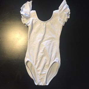 White ruffle sleeve leotard