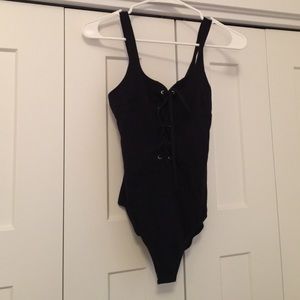 Black lace up bodysuit