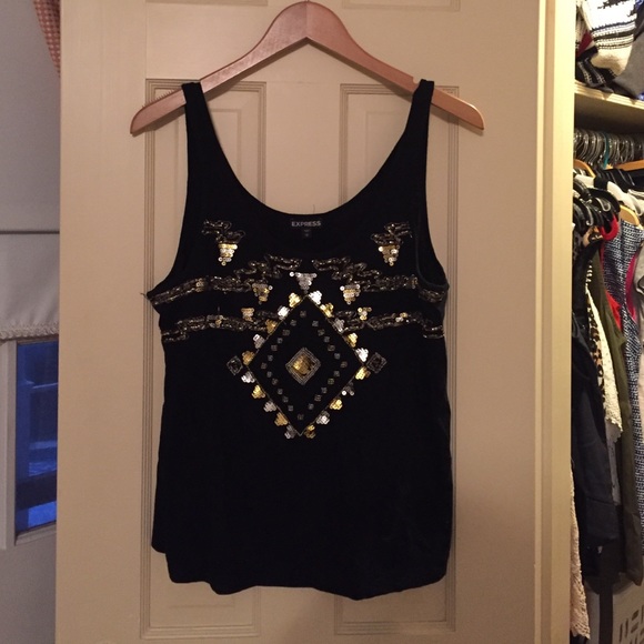 Black Gold and Silver Tribal Crop Top - Picture 1 of 1