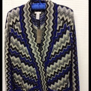 CHICO'S Zig Zag Cardigan Sweater NWT Size 1/Med/8