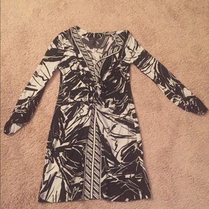 BCBGMaxAzria Black & White Long Sleeve Dress