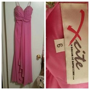 Pink, Spaghetti Strap Gown