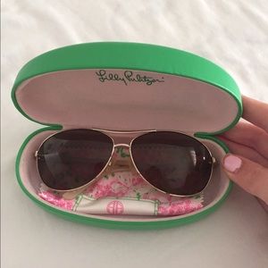 Lilly Pulitzer gold aviator sunglasses