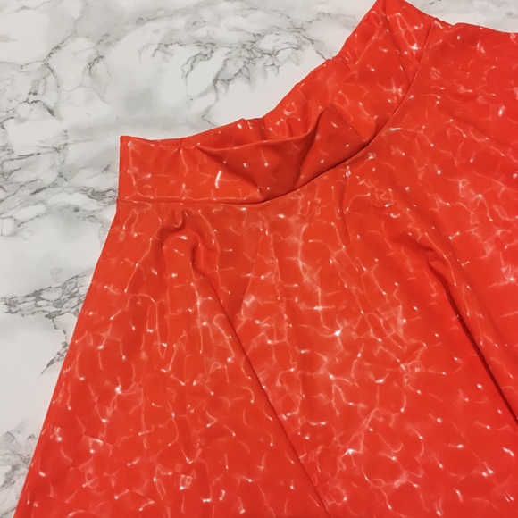 🚫SOLD🚫Neon Orange Holographic Skater Skirt