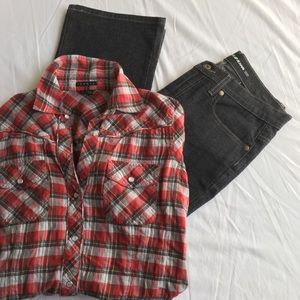 {DKNY} Black Wash Stretch Straight Cut Jeans