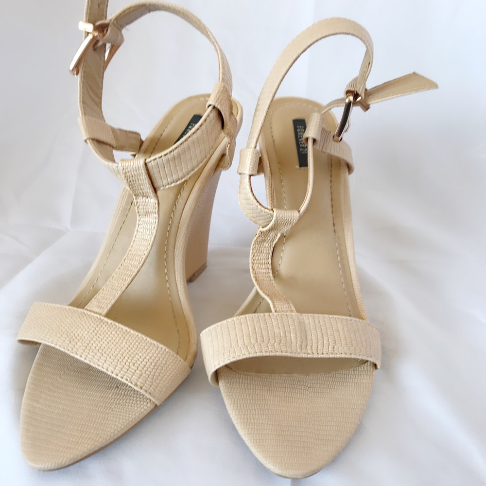 FOREVER 21 Nude Ankle Strap Wedges