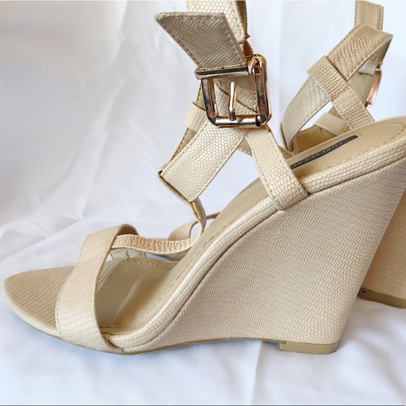 FOREVER 21 Nude Ankle Strap Wedges - Picture 2 of 4
