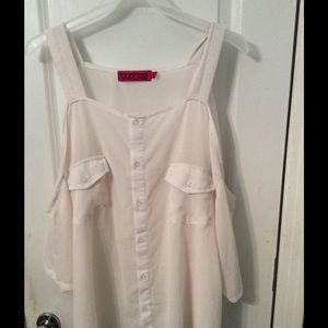 Cream open shoulder top