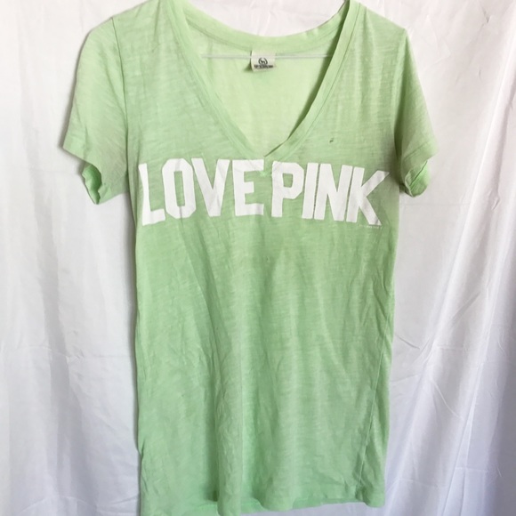 VICTORIAS SECRET PINK Green T-Shirt - Picture 1 of 3