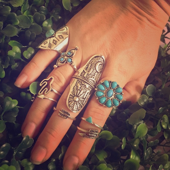 9 piece boho southwest ring set - Picture 3 of 5