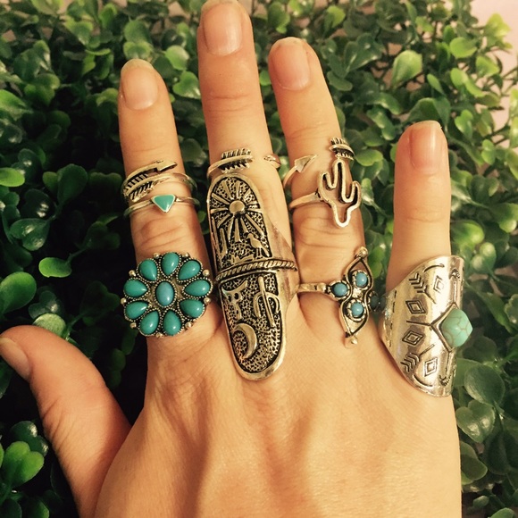 9 piece boho southwest ring set - Picture 4 of 5