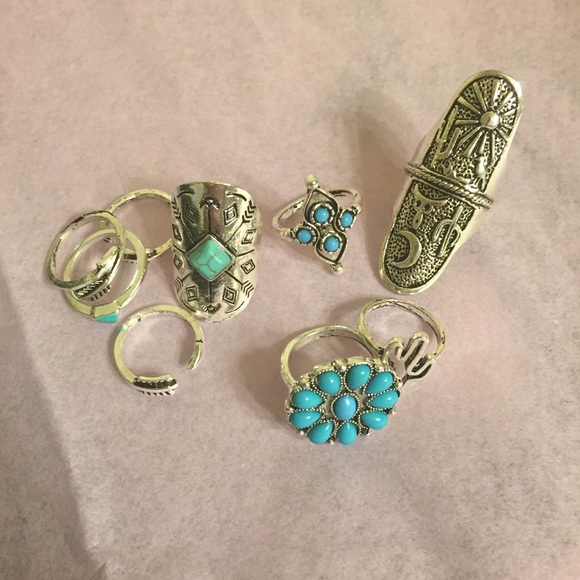 9 piece boho southwest ring set - Picture 5 of 5