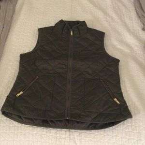 Olive green quilted vest