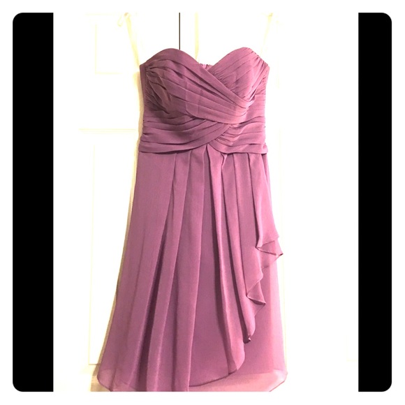 Strapless crinkle chiffon dress