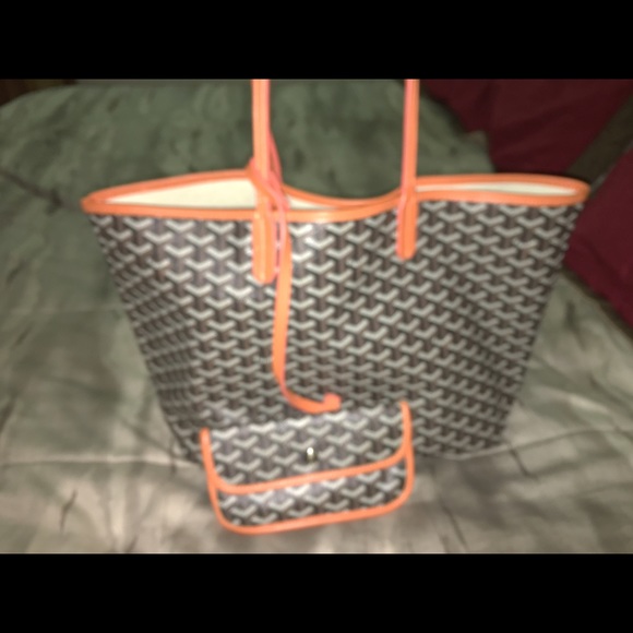 GOYARD Black Brown Chevron Coated Canvas  Bag.