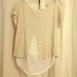Beige and white striped blouse