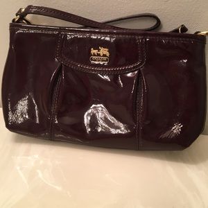 Coach Madison Patent Leather Wristlet (Plum)