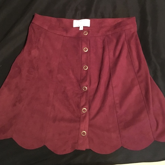 Kendal and Kylie Burgundy Button Skirt