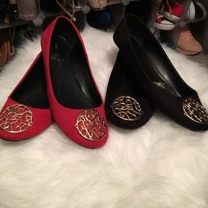 2 pairs of flats: size 6, gold detail