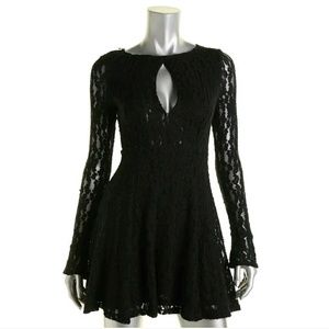 Free People Black Long Sleeve Mini Dress XS