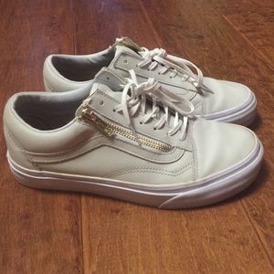 Vans shoes leather old school zip (creme/gold)