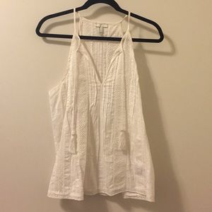 Joie Tita top white eyelet w/ tassels