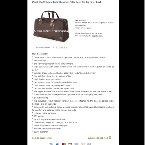 Proof of Authenticity: coach bag