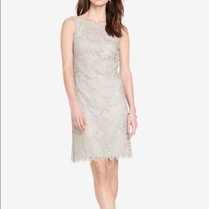 Ralph Lauren silver metallic lace sheath dress