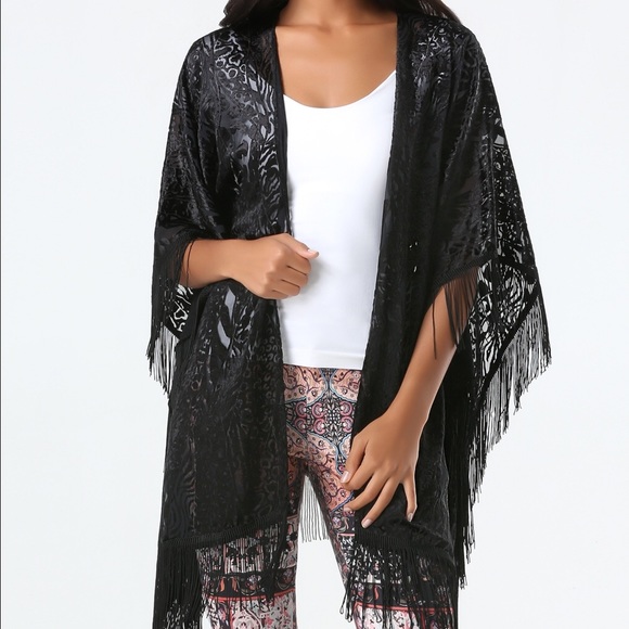Bebe black velvet burnout coverup