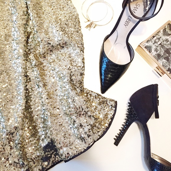 Gold Sequin Midi Skirt (NWOT)